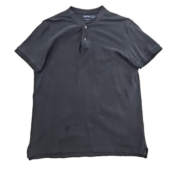 Nautica Slim Fit Heavy Crew Neck Shirt Men's Large Dark Navy Blue EUC LN - Picture 1 of 13